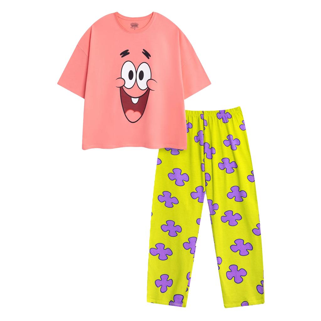 SpongeBob SquarePants Womens/Ladies Patrick Star Short-Sleeved Long Pyjama Set