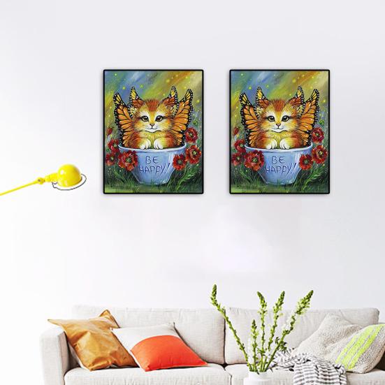 1 Set 5D DIY Diamond Painting Kit Landscapes Cats Butterflies Pattern Diamond Painting Picture for Home Decor