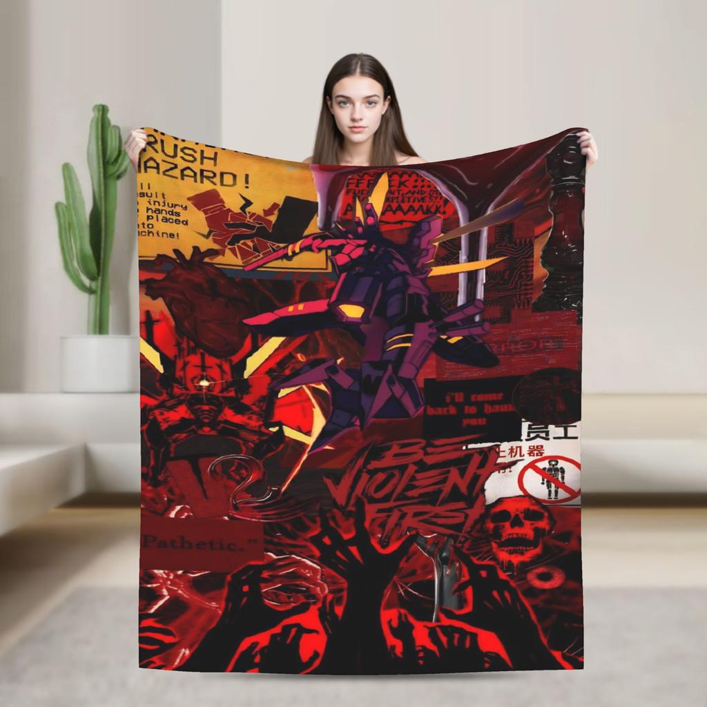 Coperta morbida e calda in peluche con simbolo rosso Art Ultrakill Gioco Sparatutto, Plaid per Divano e Sedia, Copriletto in Flanella