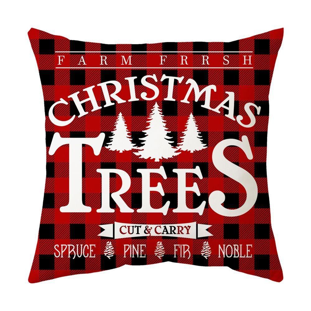 Christmas home decoration pillow cover Merry Christmas Snowman Christmas tree plaid printed cushion cover Sofa room decoration