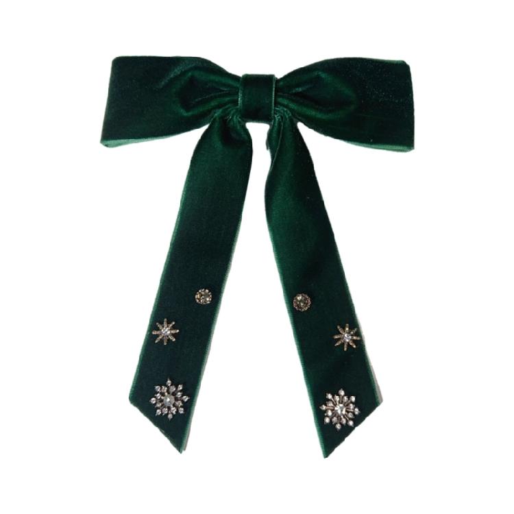 Elegant Velvets Bows Tie Brooch Pin Women's Christmas Rhinestones Snowflake Bowtie Pre Tied Bowknot Corsage Necktie
