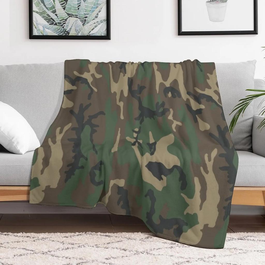 New Woodland Camo Brown Throw Blanket Shaggy Furry Soft Blanket for Bedroom Living Room
