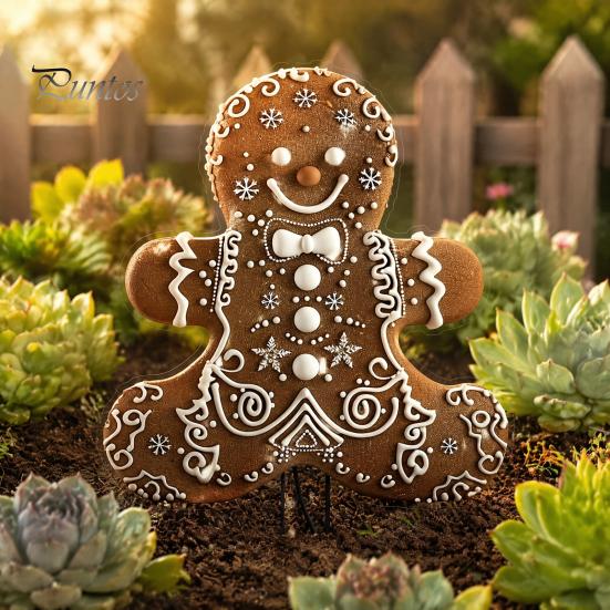 Christmas Outdoor Yard Decoration Gingerbread Man Garden Stake, Acrylic Cute Holiday Lawn Art 2D Flat for Patio Decor Durable Stake