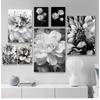 Black and White Floral Wall Art Canvas Painting, Home Decor Poster, Bedroom Decoration, Nordic Abstract Flower Photos