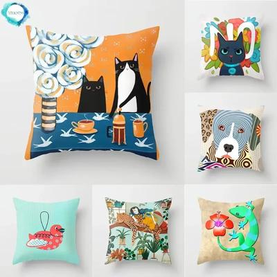 Home Decor Pillowcase Cute Animal Polyester Print Pillowcase Square Pillowcase For Bedroom Living Room 45X45Cm Funda De Almohada