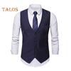 Pánská obleková vesta s výstřihem do V bez rukávů Jednořadý kabátek s kapsami Jednobarevný Slim Fit Formální styl Business vesta
