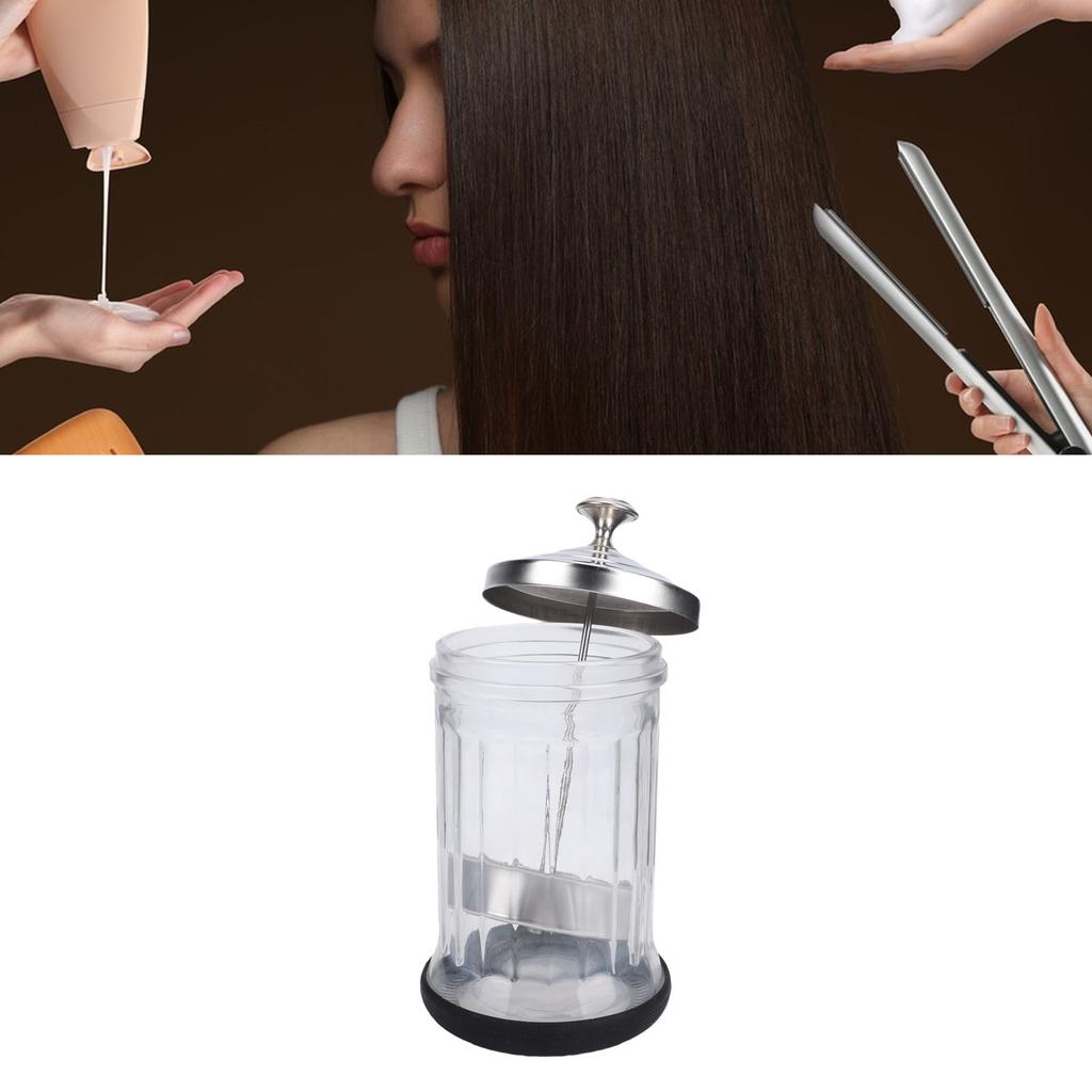 Barber Jar High Borosilicate Glass High Capacity Barbershop Soaking Jar with Lift Basket for Manicure Tools