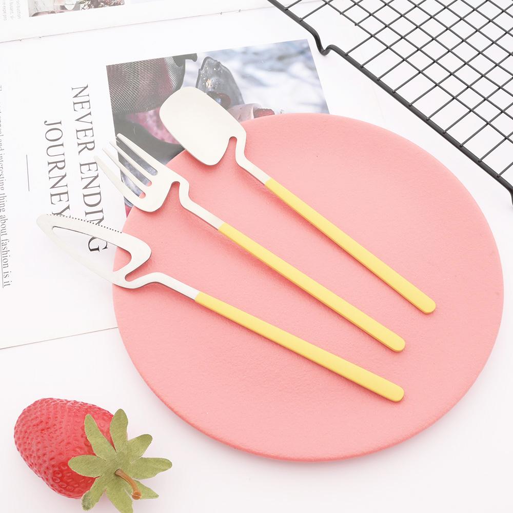 Newest Orange Silver 304 Stainless Steel Dinnerware High Quality 24Pcs Cutlery Set Matte Blue Flatware Knife Fork Spoon Hanging Tableware Set