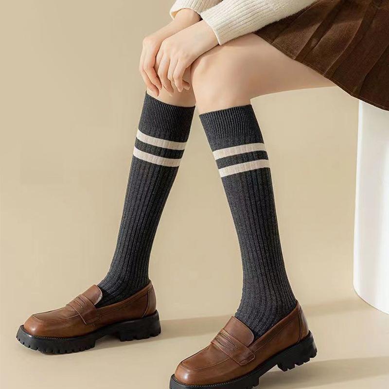 1 Paar Socken Gestreifte Lange Socken Sommer Dünne Mittellange Socken Schmale Wadenstrümpfe Bequem Atmungsaktiv Japanischer Stil Vintage Socken