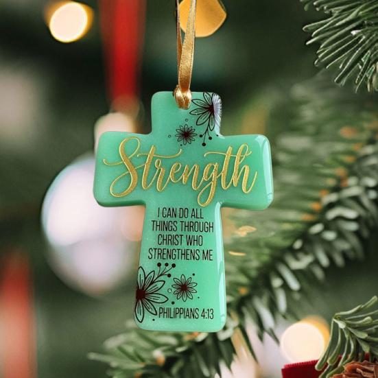 Acrylic Keychain Inspirational Scripture Ten-Shaped Pendant Keyring Religious Christian Faith Gift for Men Women