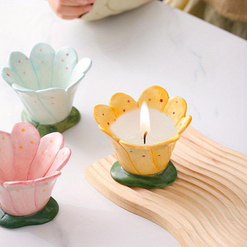 Hand-painted Ceramic Flower Cup Aroma Candle Holders, Minimalist Candle Holder Vessel Empty Cup, Home Decor Home Decoration Wedd