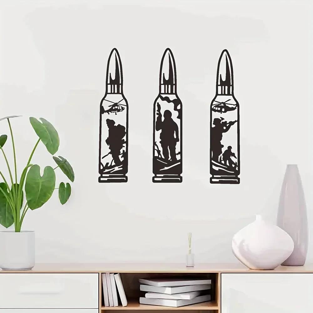 Настенный декор из трех металлических пуль солдата — фото 5