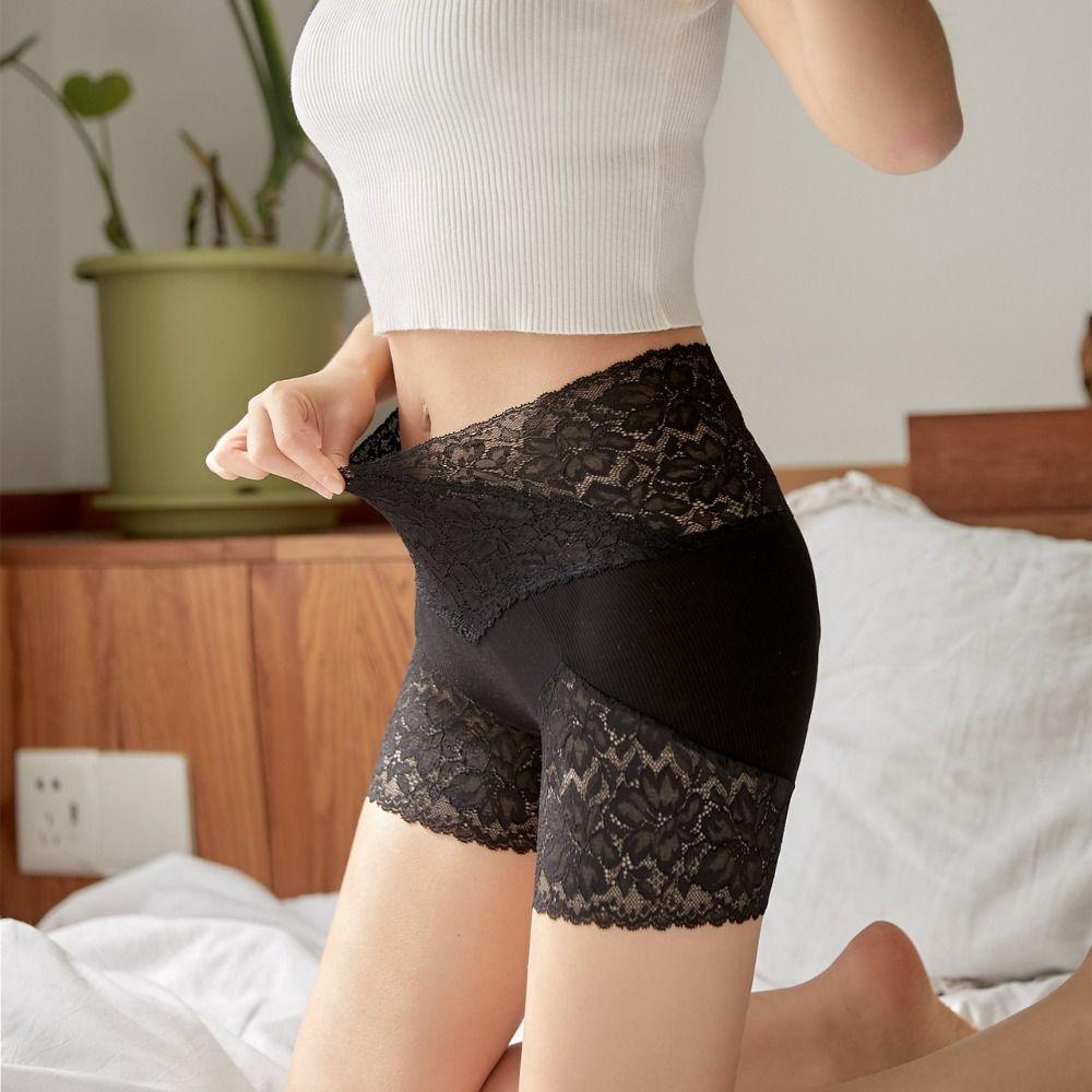 Tummy Control Seamless Shorts Transparent Ladies Leggings Shorts Sweet Lace Safety Pants  Ladies