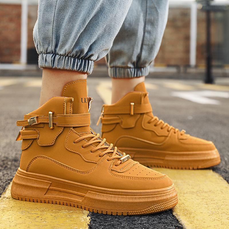 Herrenschuhe 2024 Herbst und Winter High-Top Hongkong-Stil lässige kleine weiße Schuhe Board-Schuhe Herren Retro-Trend koreanische Version vielseitig dick