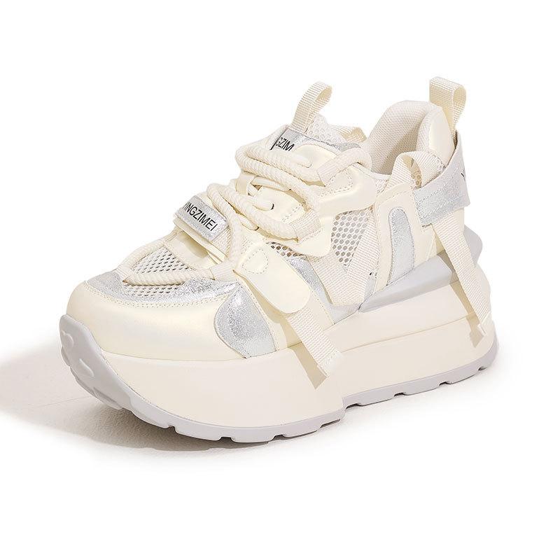 Fashion 8CM Women's Casual Sports Shoes Spring Autumn College Style Thick Bottom Breathable Soft Sole Running Shoes Comfortable Footwear