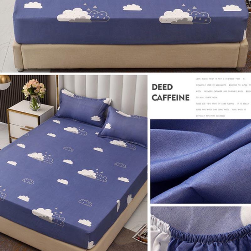 Bed Sheet Anti-slip Fixed Bed Cover Three-piece 1.8 M 2 Meter Bed Protective Cover Dust Protection Package Printing Light Luxury