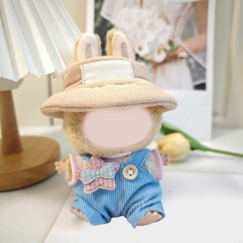 Doll Outfit Set Suspender and Hat For 15cm Figure Doll Soft Polyester Doll Overalls Matching Hat Doll Display Clothing