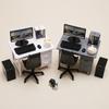 1 Set 1/12 Scale Dollhouse Miniature Furniture Kit With Computer Keyboard Desk Chair Miniature Scene Model Home Study Room Decor