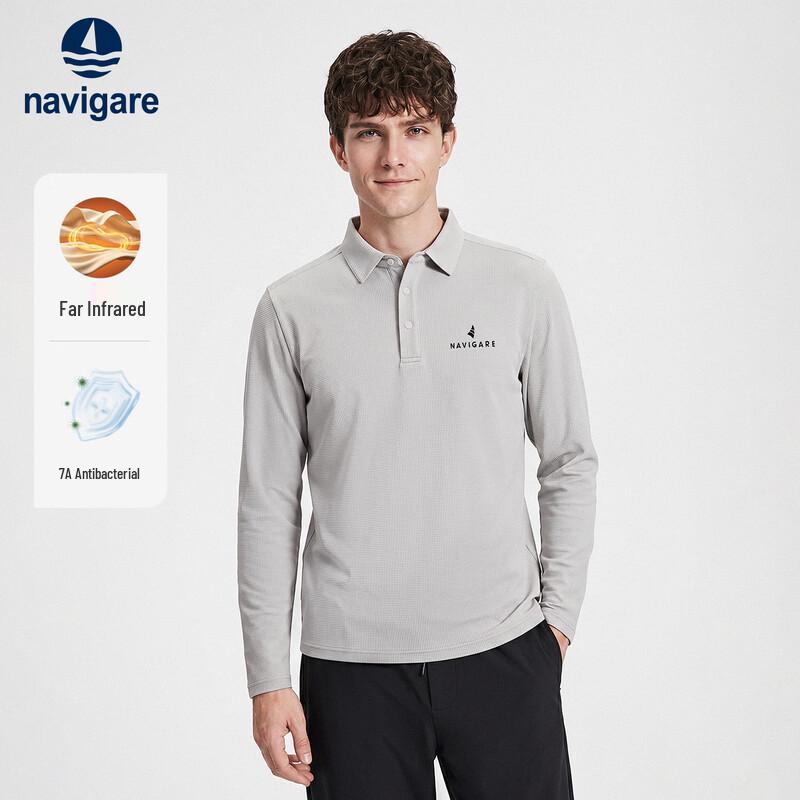 Navigare Men's Antibacterial Warm Long-Sleeve Polo Shirt
