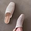 Fashion Summer Women's Slippers 2025 New Fashion Breathable Mesh Flats Luxury Wedge Heel Square Toe Slippers Comfortable Women's Shoes