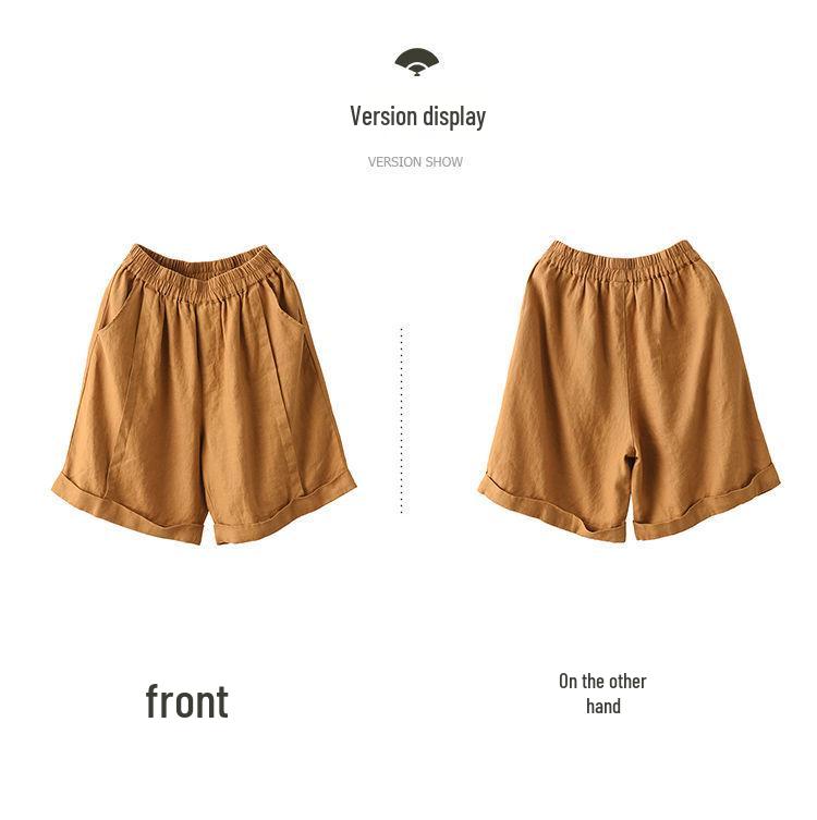 Women's High-Waist Elastic Linen Wide-Leg Shorts – Summer Lightweight, Loose, and All-Match