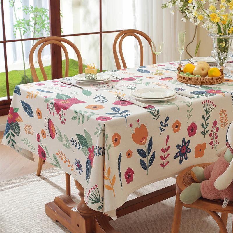 Easter Print Fringed Rabbit Flower Rectangular Tablecloth Coffee Table Cloth