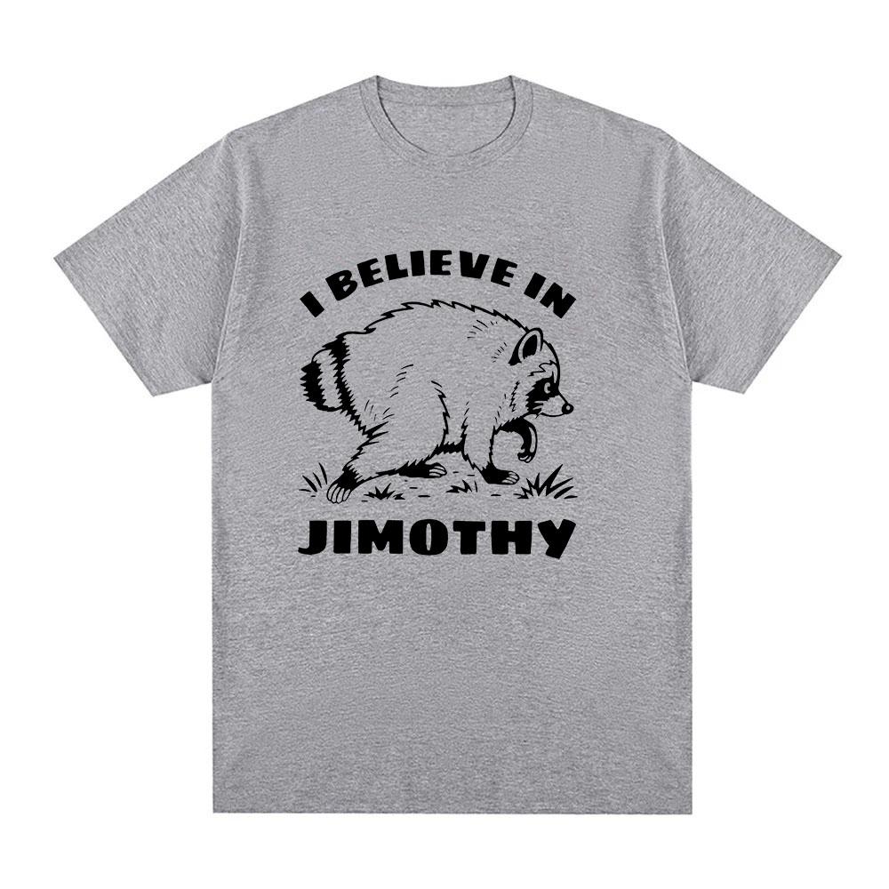 Je Crois en Jimothy T-shirt Jimothy Raton Laveur Dessin Animé Imprimé T-shirt Pur Coton T-shirts Été Femmes Hommes Col Rond Manches Courtes Y2K Tee Décontracté