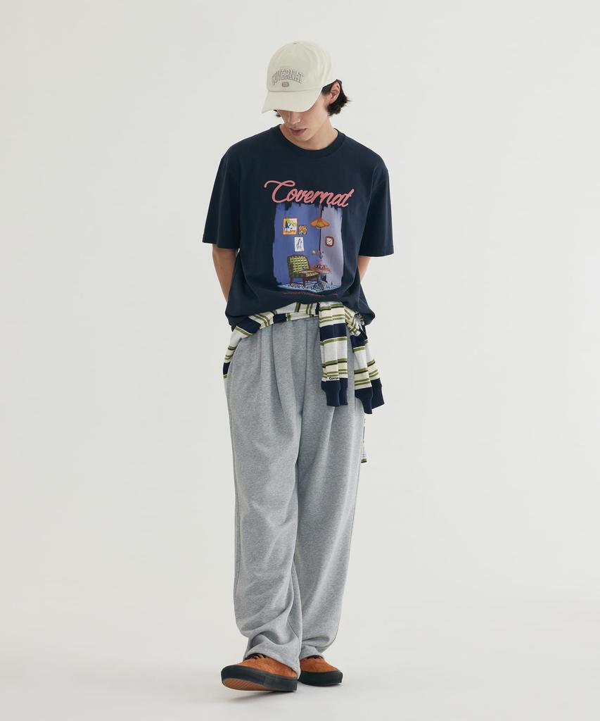 COVERNAT C Logo Wide Sweatpants Melange Gray