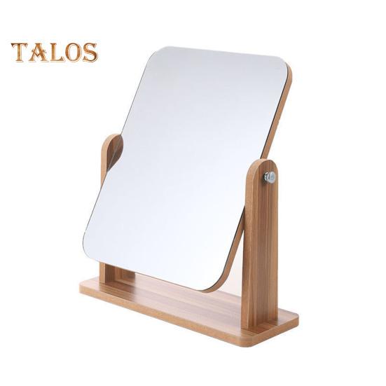 

Зеркало для макияжа с поворотом на 360 градусов и деревянной основой, высокая четкость, настольное зеркало для мужчин и женщин, портативное дорожное прямоугольное косметическое зеркало S