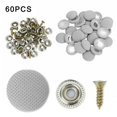 60Pcs/Set Car Roof Buckles Lining Repair Kit Snap Rivets Car Roof Repair Button Fixing Buckle With Screws For Truck/Car/Van
