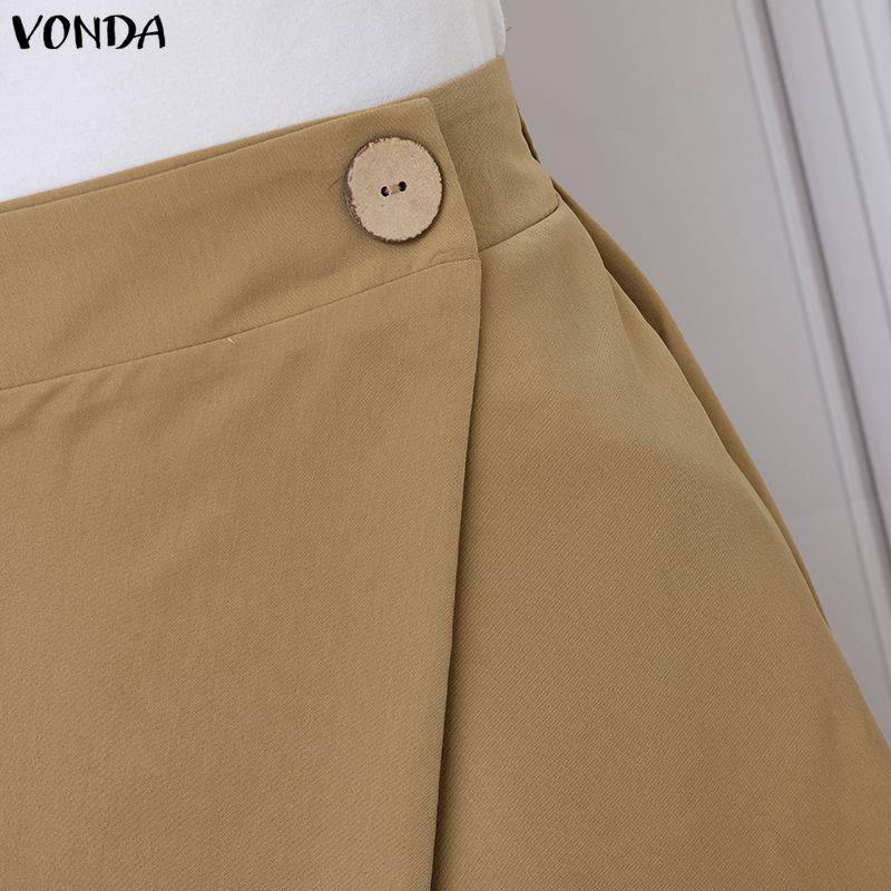 VONDA Elegant Women Back Elastic Front Cross Casual Long Skirts