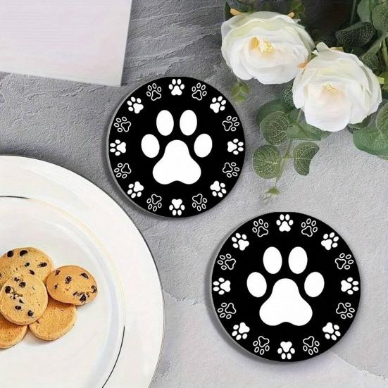 Huaqianguhh 2PCS Car Coasters, Decorative Silicone Non-Slip Auto Accessories, Reusable Stain-Resistant Thermal Pads, for Home Bar Kitchen