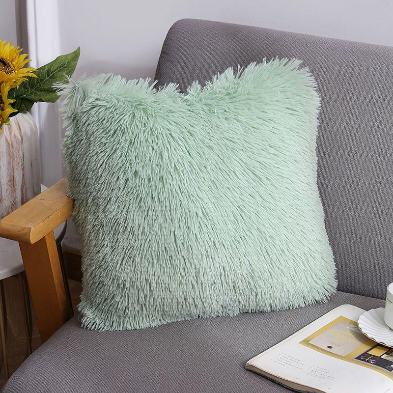 Cushion Fluffy Square Plush Pillow Covers Shaggy Scatter Sofa Pillowcase Decor