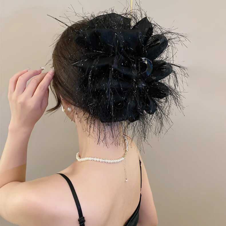 

Multi-layer bow hairpin, women s head hair accessories, large grab clip, hair volume, headgear, shark clip.