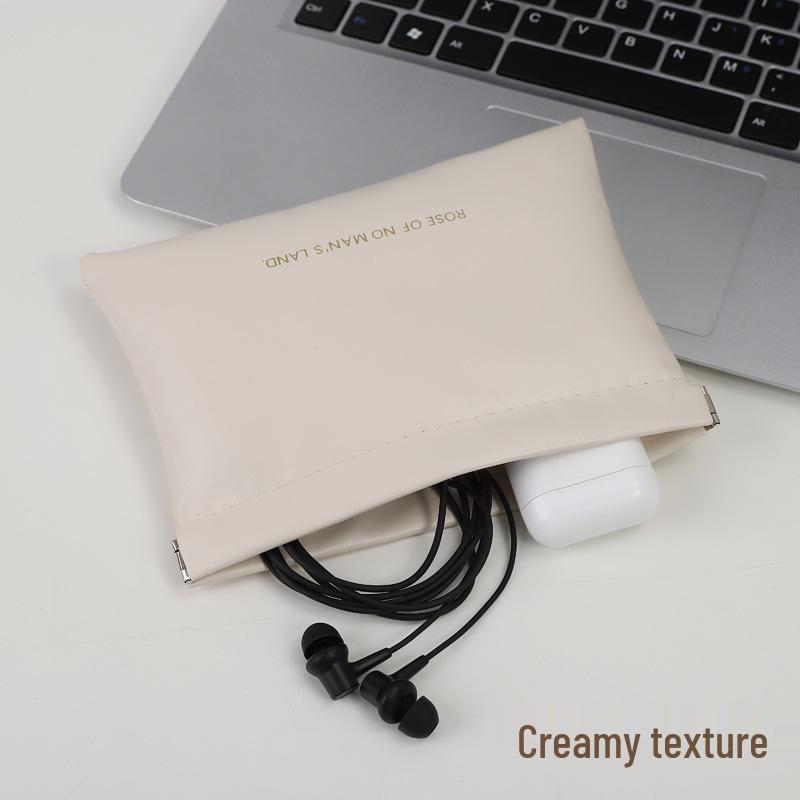 Compact PU Pouch: Spring Clip Closure for Earphones, Data Cables, Coins, or Lipstick Storage