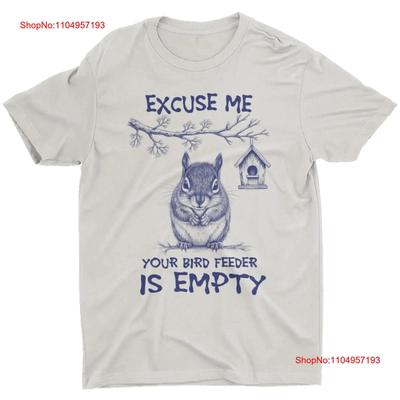 Squirrel Excuse Me Your Bird Feeder Is Empty Funny Saying Mens T Shirt Vintage Washed Top For Everyday Wear Stylish Slightly