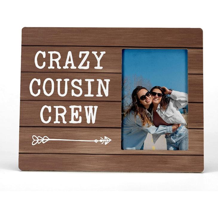 FONDCANYON Crazy Cousin Crew Picture Frame, Cousin Gifts, Birthday Gifts, 4x6 Inch Photo
