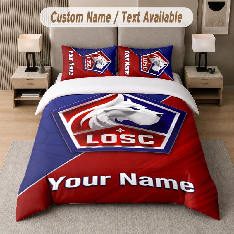 Custom Bedding Set LOSC Lille Pattern, Print Name Text 1 Duvet Cover plus 2 Pillowcases Home Textile