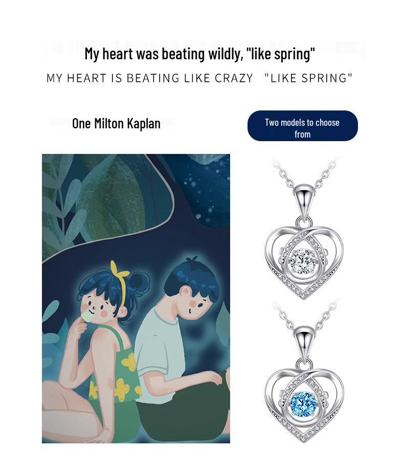 2025 S925 Sterling Silver Beating Heart Necklace - Light Luxury Clavicle Pendant for Women, Qixi Festival Gift