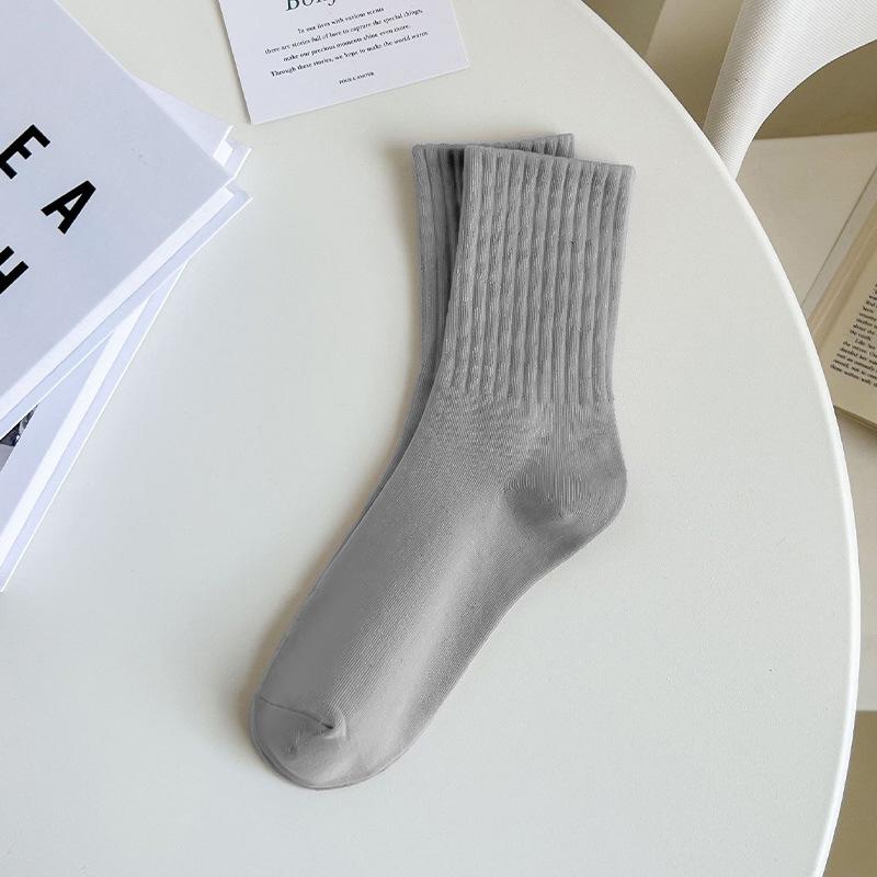 Women's Mid-Calf Pure Cotton Antibacterial Vertical Stripe Sports Socks - Spring & Autumn Y2K Style, Odor-Resistant, Slimming & Casual