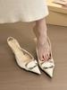 Intelligent Korean woman! Temperament pointed head silver buckle bag head empty sandals women's spring 2025 commuter high-heeled shoes