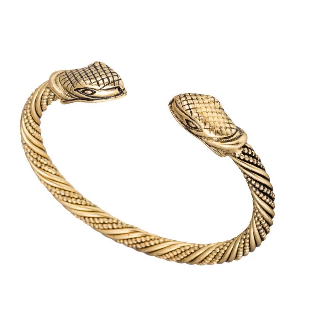 Cross-mirror E-commerce Retro Nordic Zodiac Snake Head Open Bracelet for Men and Women