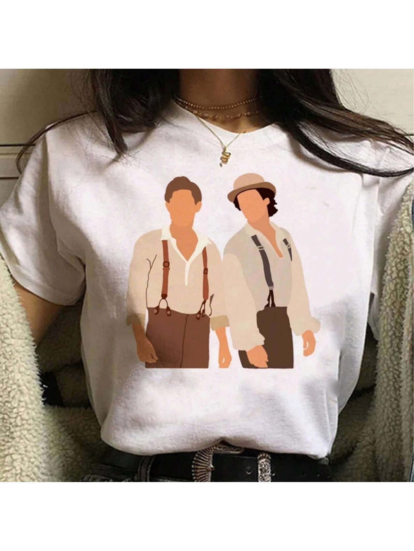T Shirt Wounisex Manga T-Shirts Girl Manga Y2k Funny Clothes S разноцветный