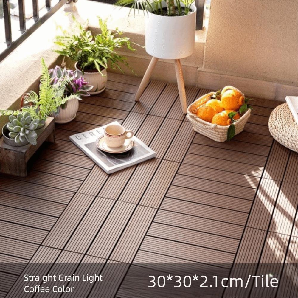 Interlock Wooden WPC Floor Hardwood Terrace Brick New Patio Deck Tiles  Landscaping
