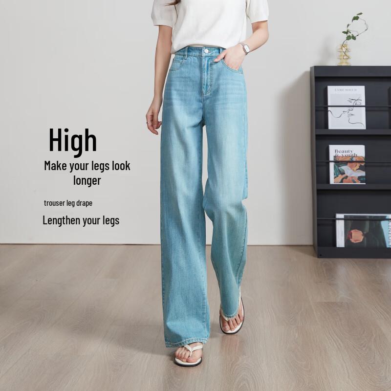 

Yiyang Women s Wide-Leg Straight Slimming Denim Jeans 30