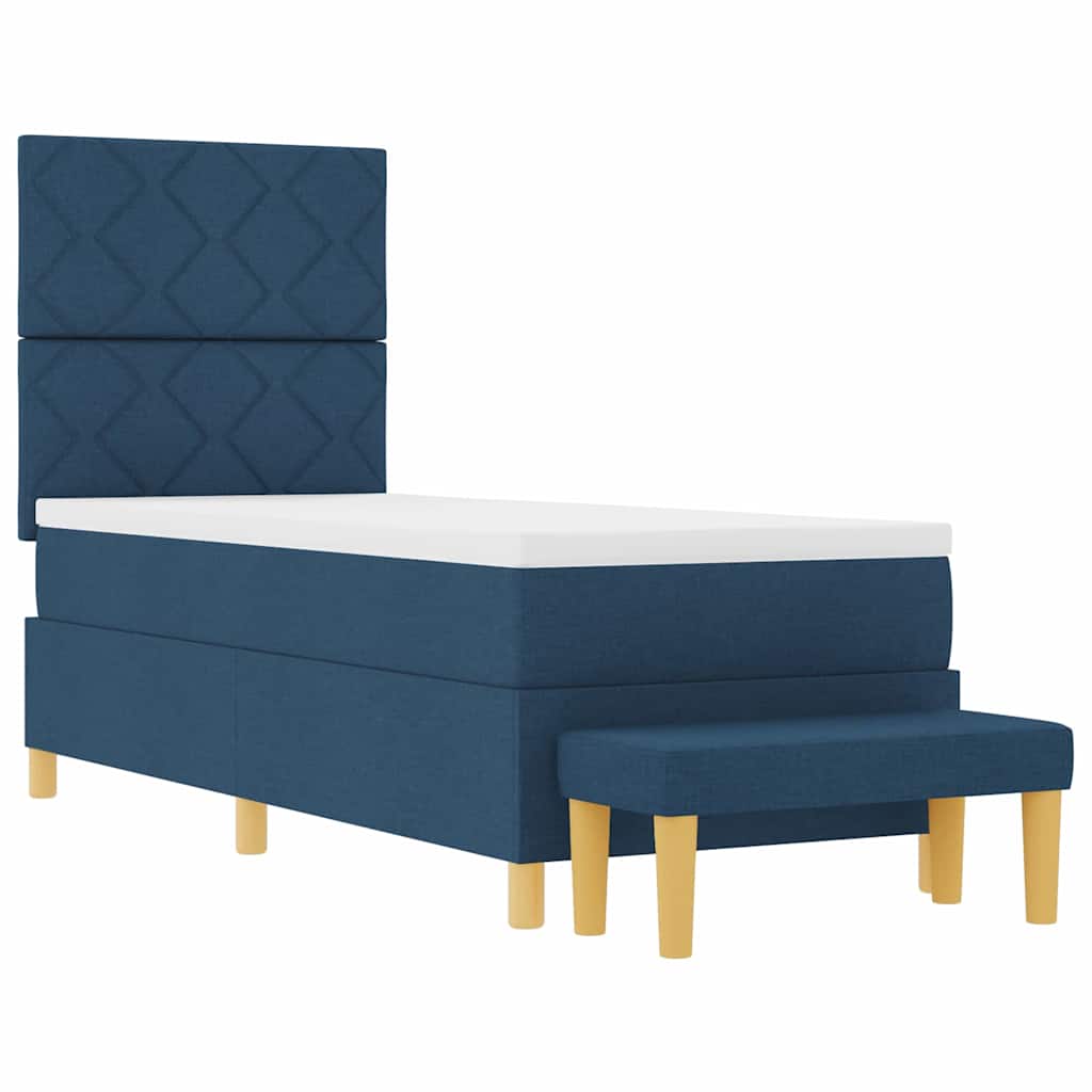Box Spring Bed with Headboard Blue 200 x 80 cm Fabric