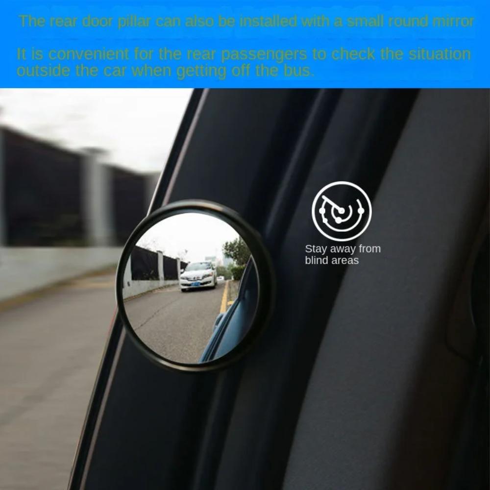 360° Adjustable Round Convex Car Blind Spot Mirror Auxiliary Wide Angle Rearview Side & Reverse Viewing Reflective Accessory