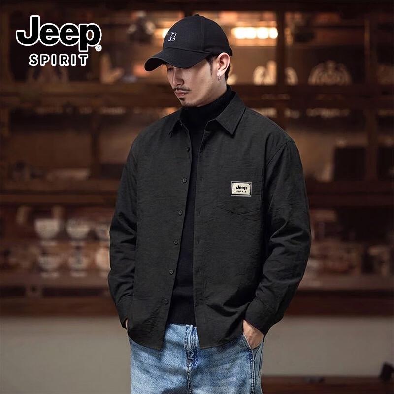 JEEP SPIRIT Men s Faux Cotton Long Sleeve Lapel Shirt 2XL