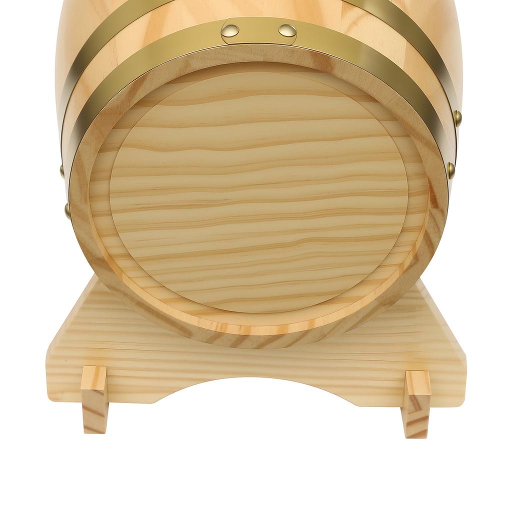 5L Pine Wood Whiskey/Beer Fermentation Barrel | Hand-Crafted Natural Wood Grain Design, Wine Storage & Party Dispensing Durable Pine Wood Construction