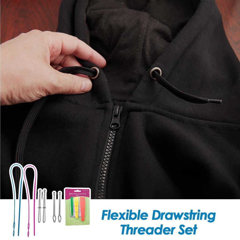 Rope Threader Tool Drawstring Puller Threader Sewing Loop Kit For Hoodie Crafting Embroidery Beginners Tailors Home Hobby